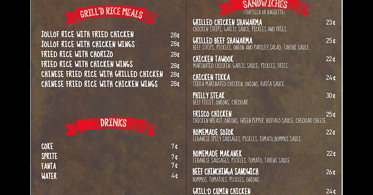 Grilld menu 1