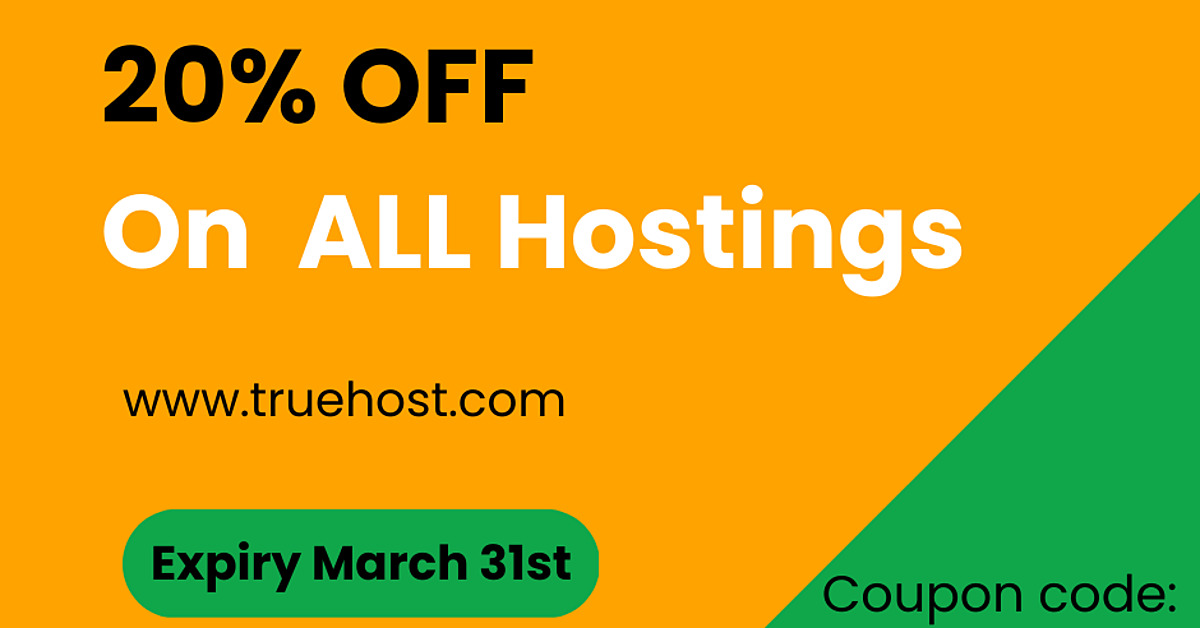 20% Discount on all Hosting on Truehost Cloud