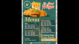 Marvel wings menu