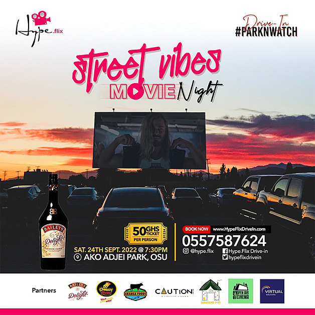 Hypeflix drive in street vibes movie night flyer