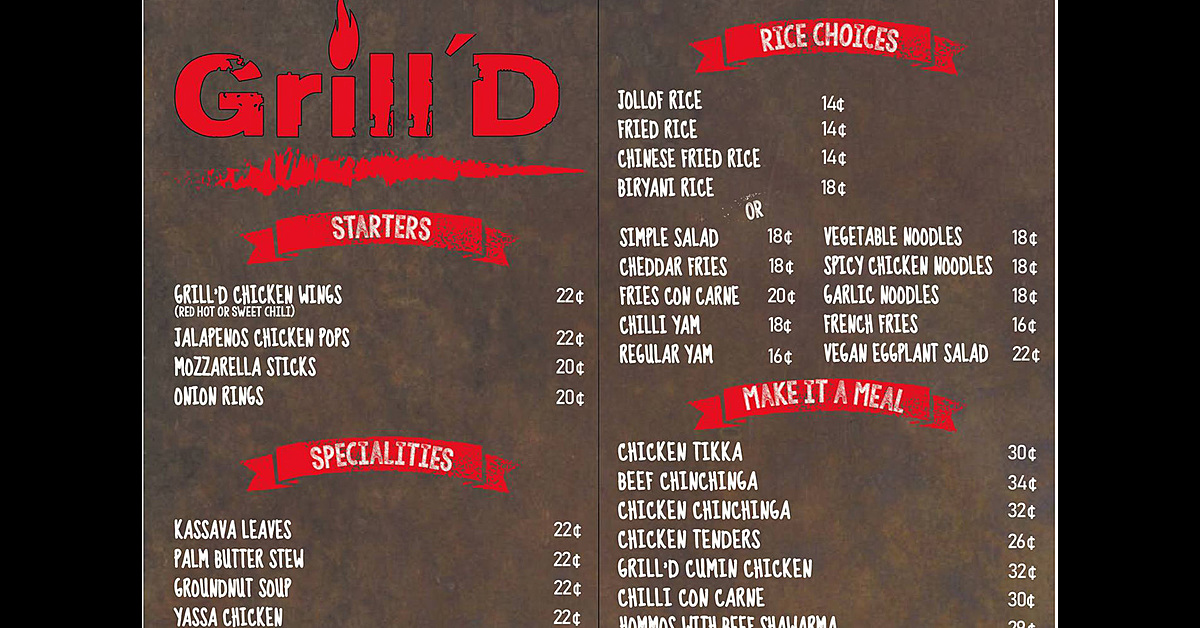 Grilld menu