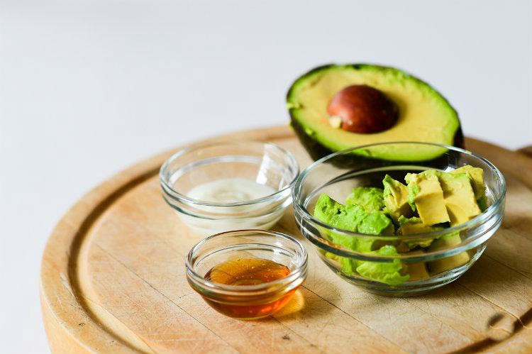 Coconut oil, honey, avocado and coconut milk mask