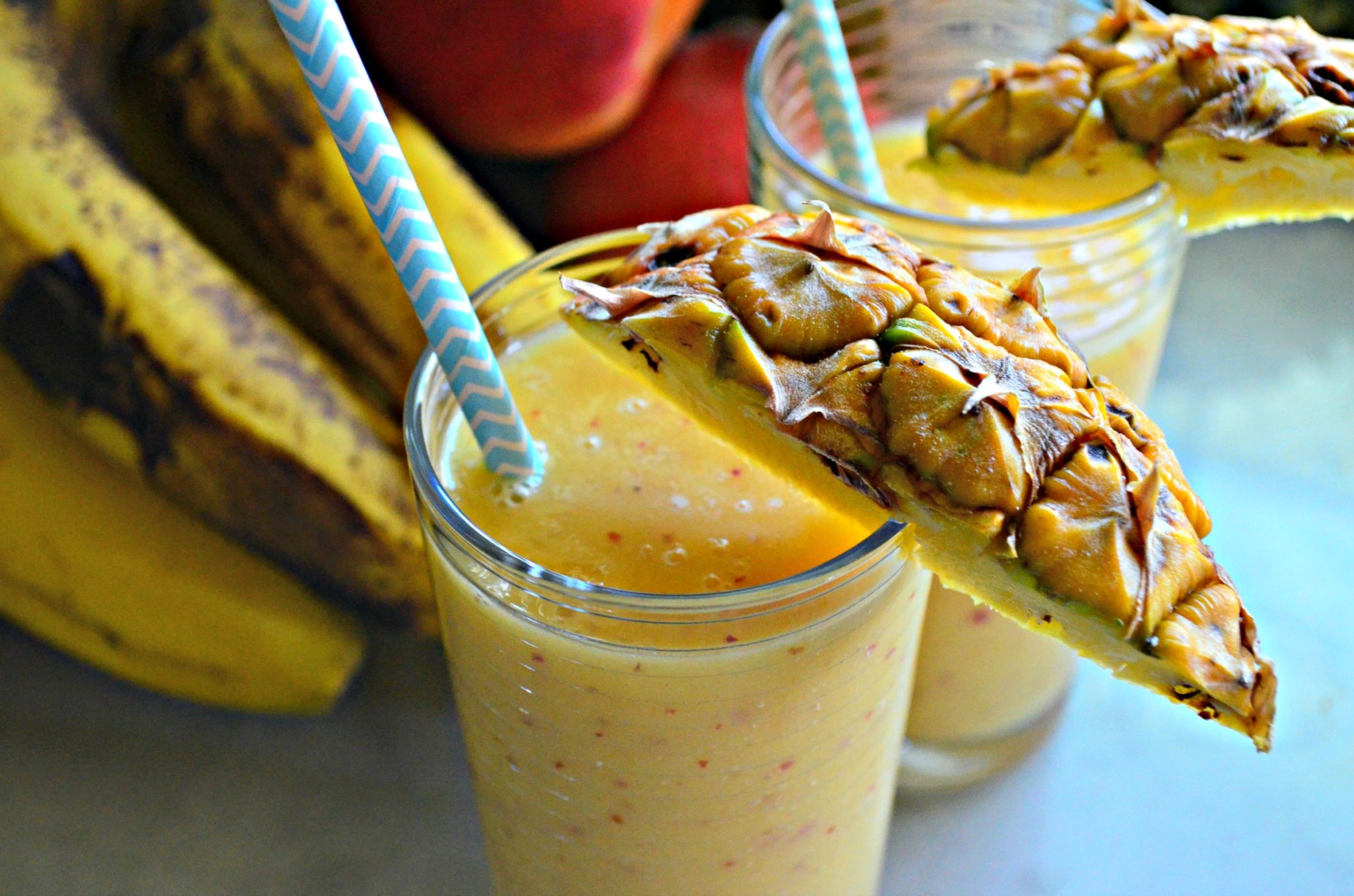 Pineapple, banana, peach, strawberry smoothie recipe