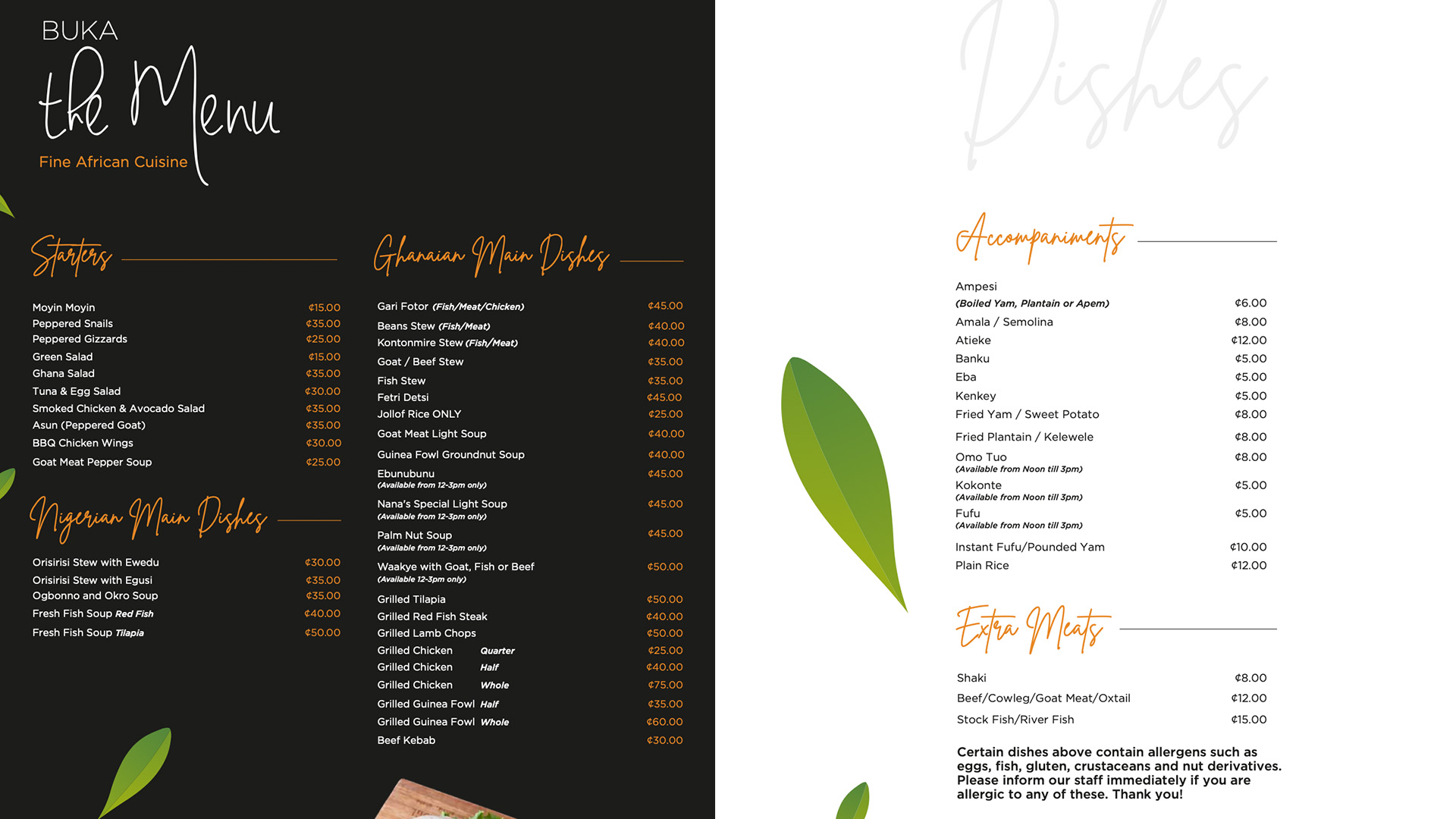 The Buka Restaurant Menu and Prices 1