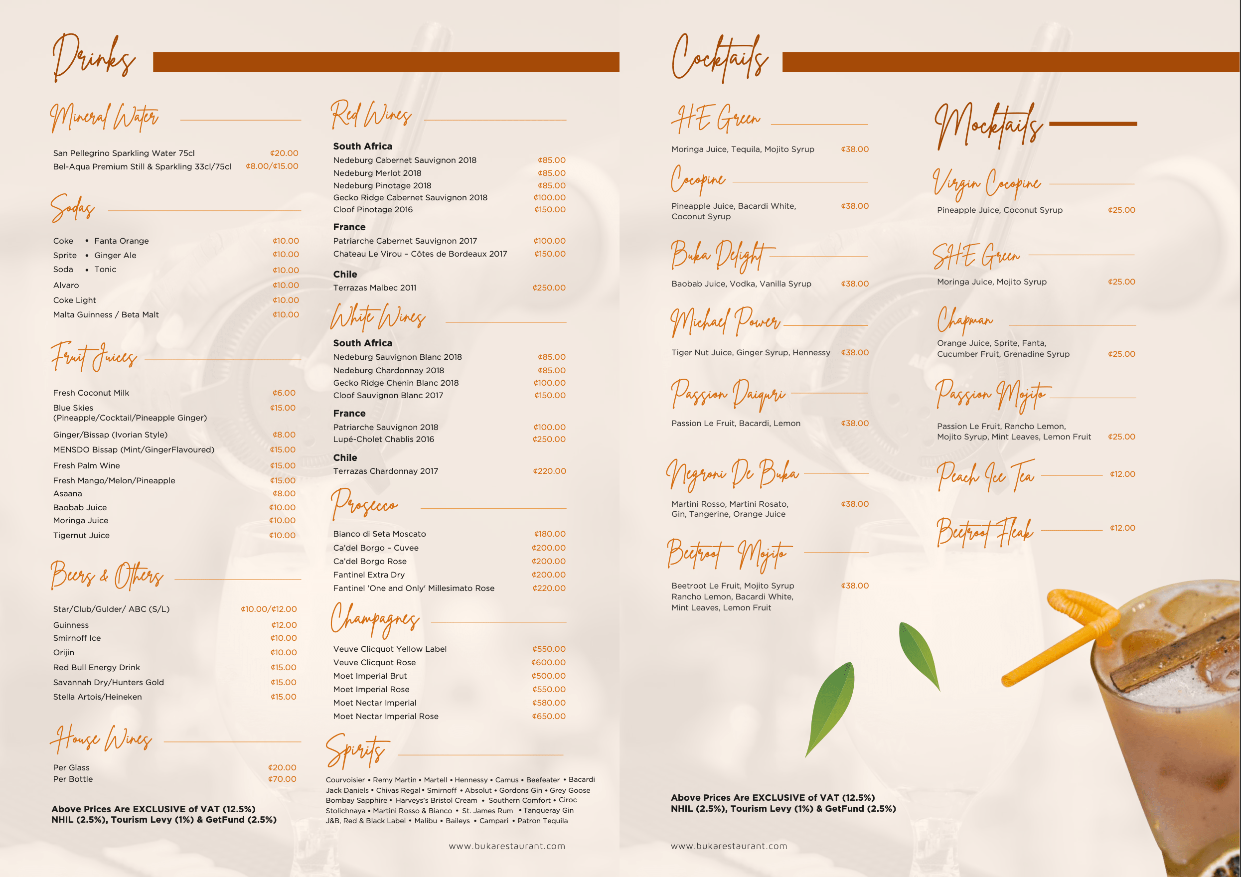 The Buka Restaurant Menu and Prices